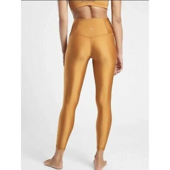 RARE Athleta Elation Shine Tight Leggings in Gold Shimmer – Women’s Size S - Picture 2 of 10